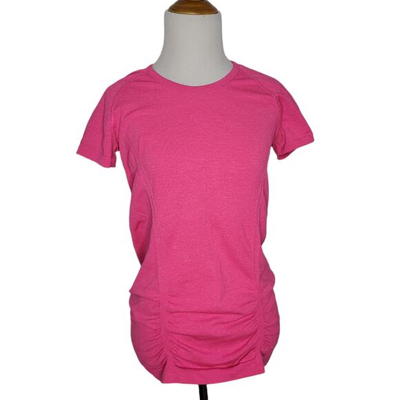Athleta Fastest Track Short Sleeve Shirt Hot Pink Stretch Running Women Small - Picture 2 of 10
